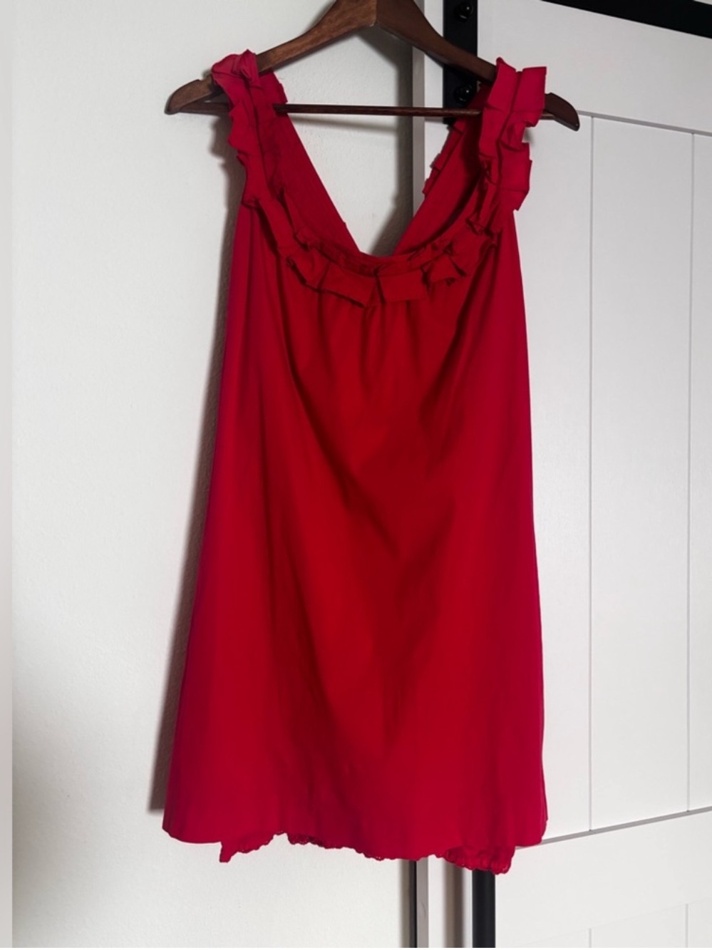 Women’s Red Ruffle-Trim Mini Dress